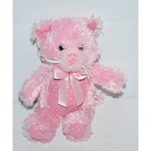 Galerie  Bear Pink Plush Stuffed Animal 7" polka dot bow tie ribbon Lovey baby